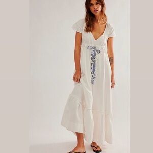 Free People NWT Roucha Maxi Dress - Ecru Combo
